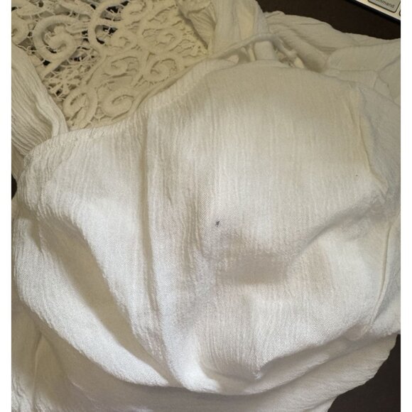 Blu Pepper Size Small Boho Tunic With Crochet Hem White Long Sleeve - Picture 7 of 7